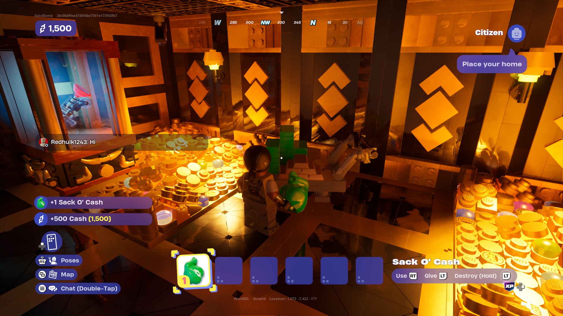 Как проникнуть в банк -хранилище и украсть мешок o наличными в Lego Fortnite Brick Life
