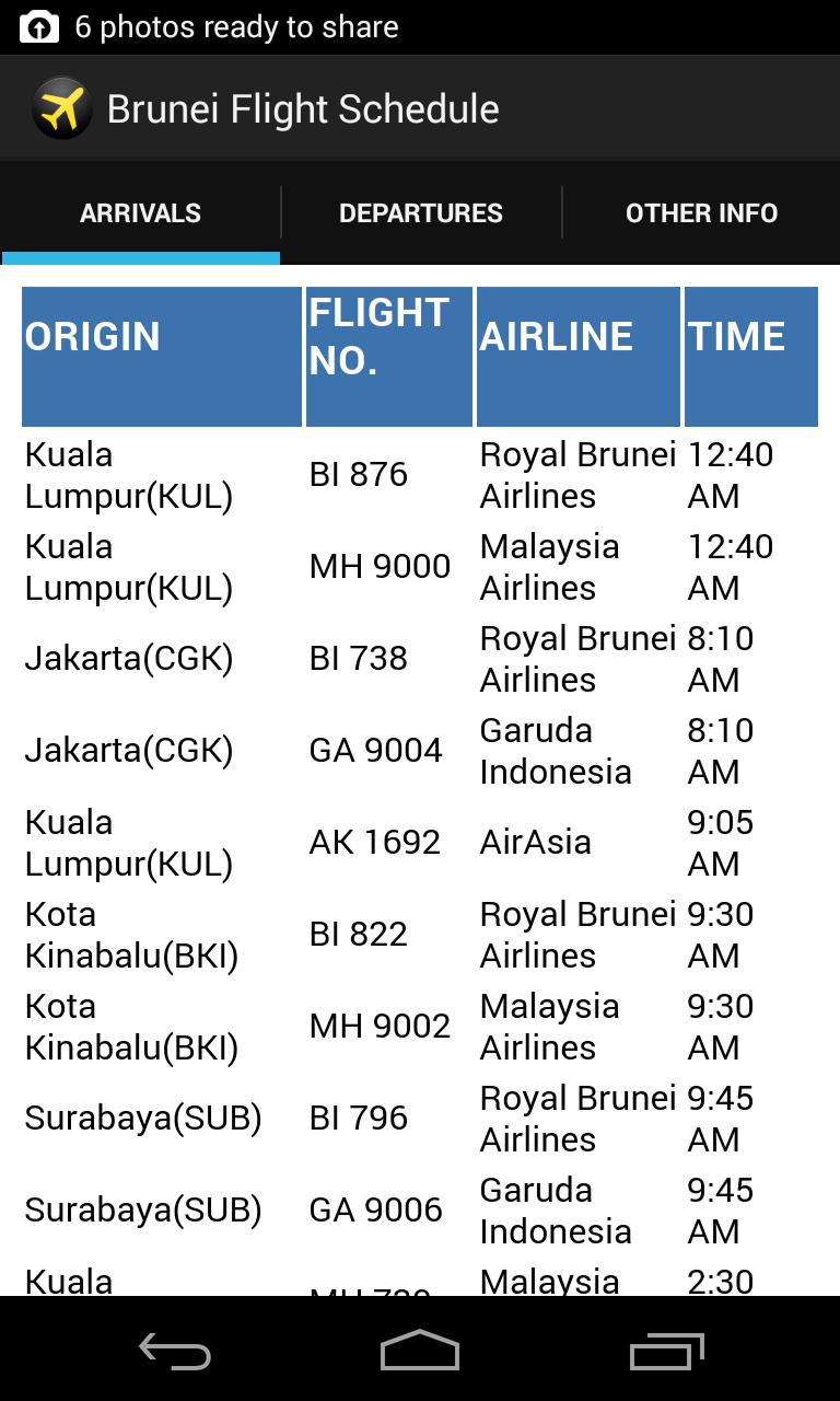 Brunei Flight Schedule
