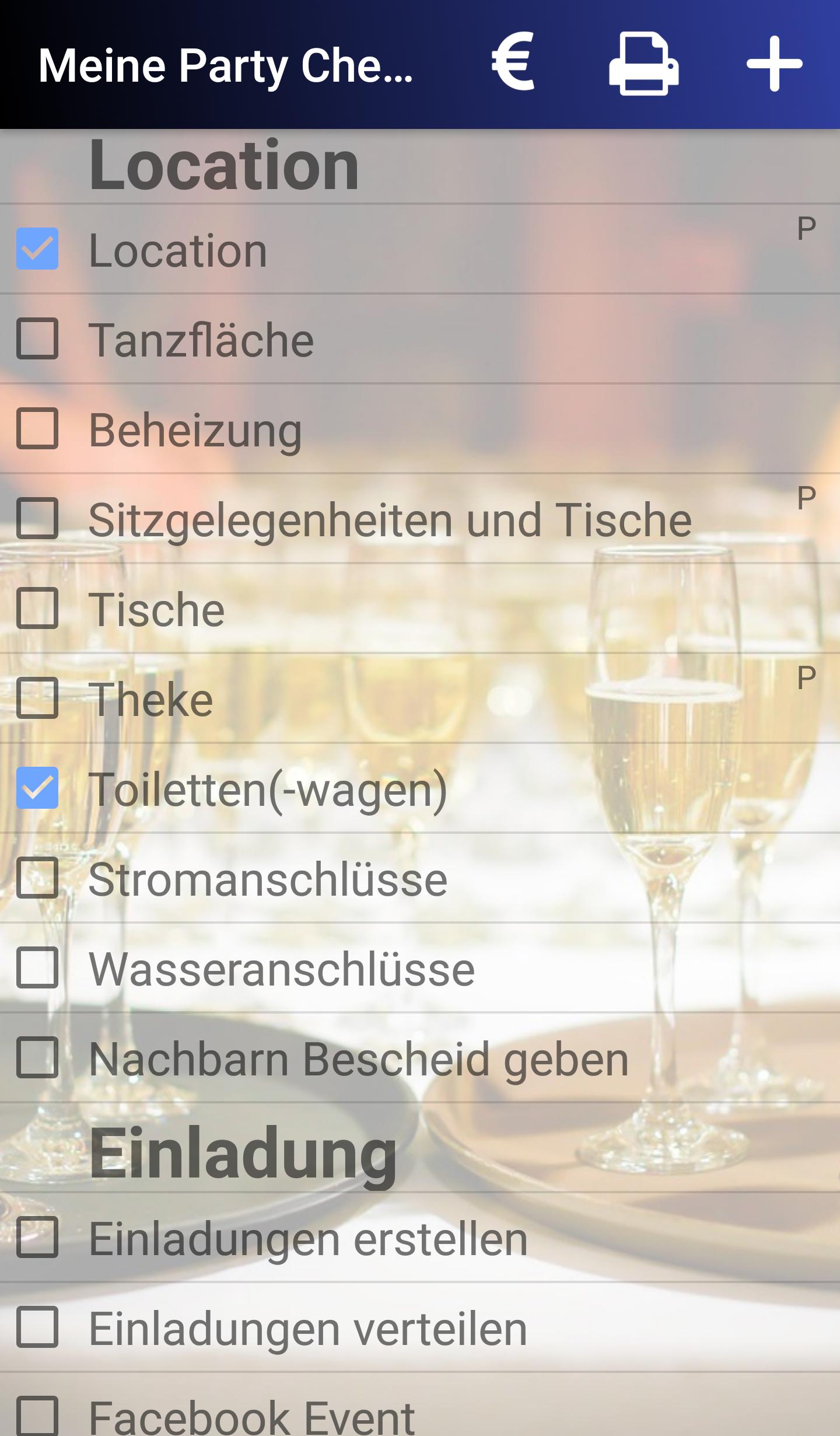 My party | party checklist