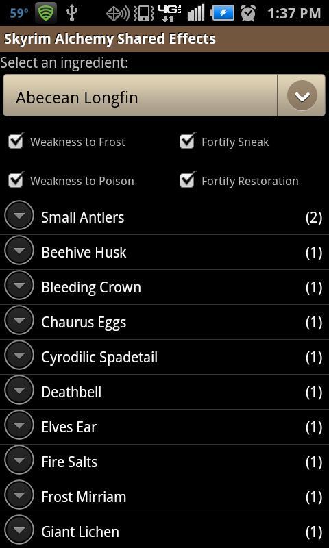 Skyrim Alchemy Shared Effects