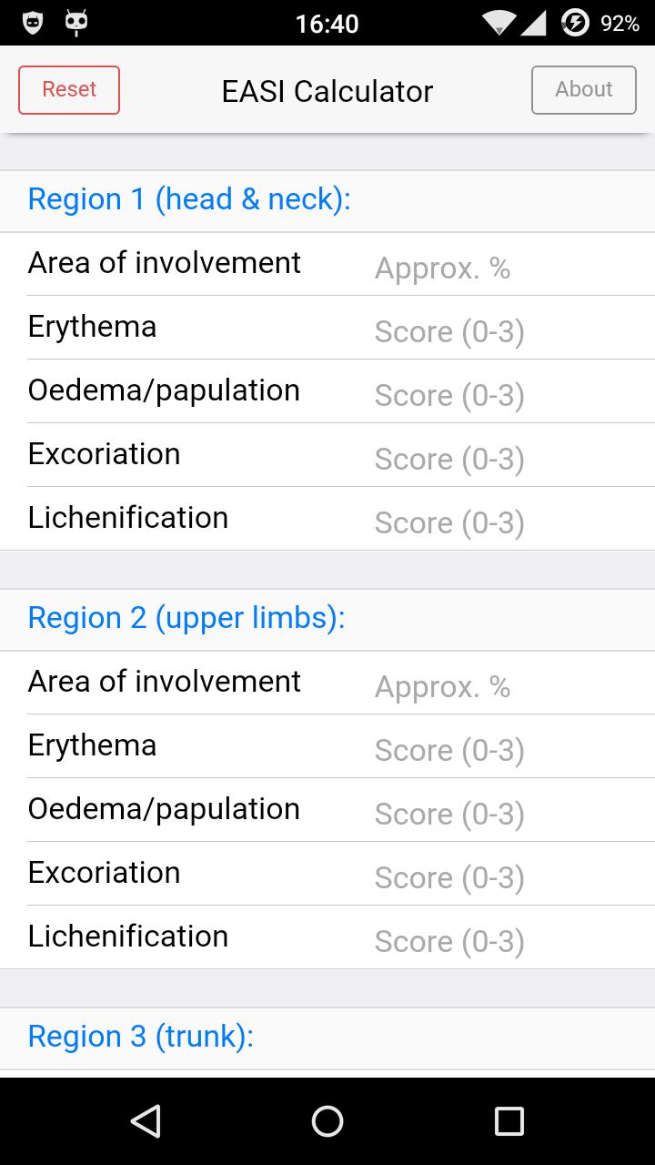 EASI Calculator
